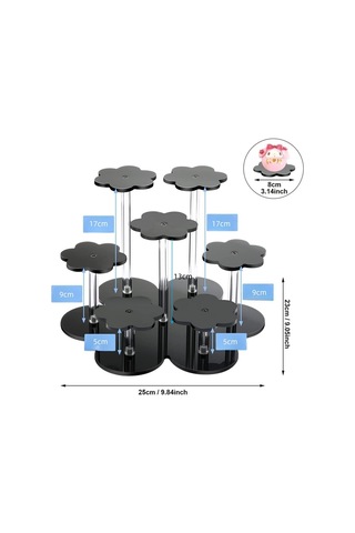 Sones Yx046 Akrilik Figür Sergileme Standı Cupcake Kozmetik Sergileme Standı Siyah Siyah
