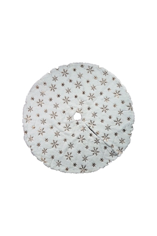 Qingmipy Yumuşak Kar Tanesi Desenli Noel Ağacı Eteği - 31 İnç Beyaz Peluş Dekor Çok Renkli