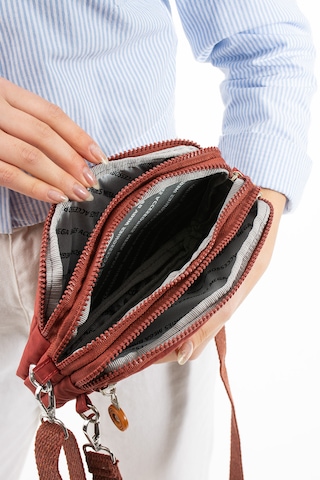 Nemo Bags Kiremit Unisex Cüzdan, 4 Gözlü, Telefonluk, Crinkle Kumaş, Çapraz Askılı Omuz Çantası, 20x12cm Kiremit