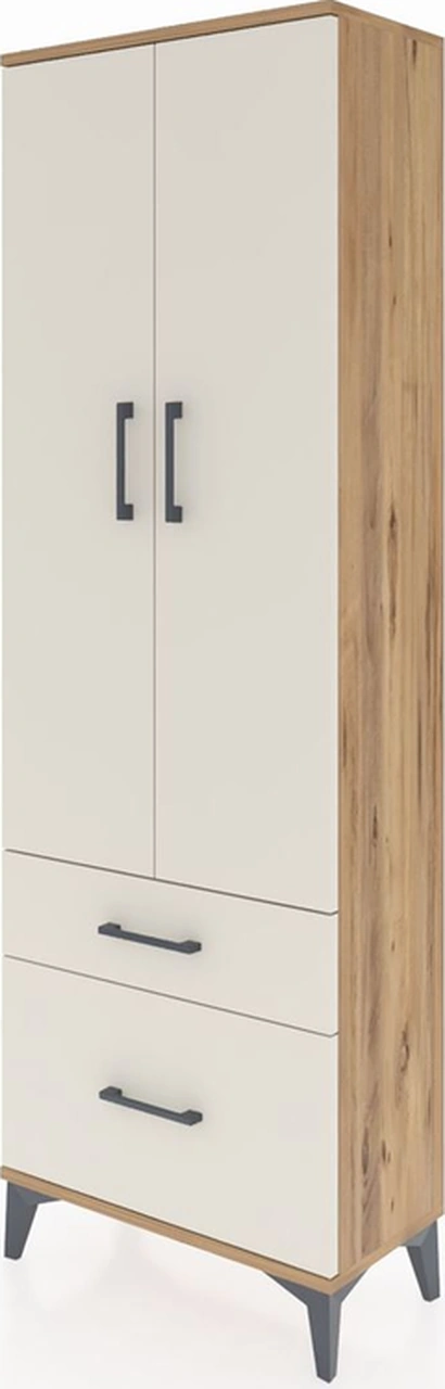 Arges Dolap 4 Raflı 2 Çekmeceli 2 Kapaklı 60x30x182 Çam-aytaşı Çam