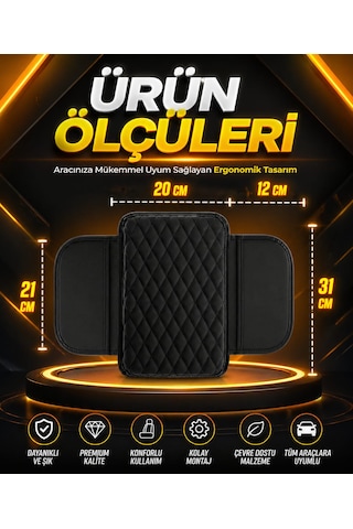 Siyah Deri Araç Kolçak Kılıfı Organizer Çift Cepli Kol Dayama Araç İçi Düzenleyici Universal Oto Kolçak Araç Kolçağı Kol Dayama Aparatı Deri Kaplama Saklama Gözlü Siyah