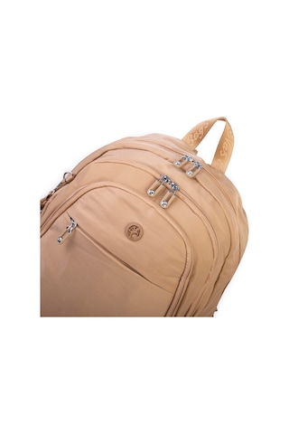 Nas Bag Unisex Büyük Boy Sırt Çantası Çok Gözlü Okul Çantası Kum Kum - Bej