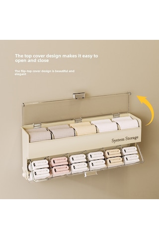 Konesam Duvar Takılı Çok Amaçlı Organizatör - Giyim, Çorap, Data Kablosu Saklama Kutusu - Delme Yok Kurulum - Beyaz