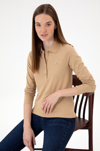 U.S. Polo Assn. Kadın Kum Basic Polo Yaka Sweatshırt 50313593-VR085