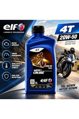 Elf Moto 4 Cruise 20w-50 4t Motosiklet Motor Yağı 1 L Maksimum Motor Koruması