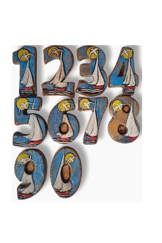 El Yapımı Deniz Temalı Seramik Kapı No.0 - 8x13 Cm - Akdeniz/ege Ruhu - Dekoratif Ev, Villa, Site Girişi, Dış Mekan Ve Apartman Girişi -