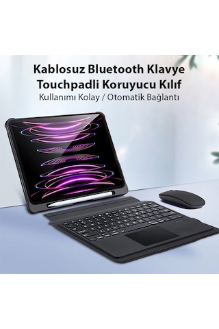 iPad Uyumlu Pro 12.9 2022-2021-2020 Sk Bluetooth Klavye Touchpad Kılıf