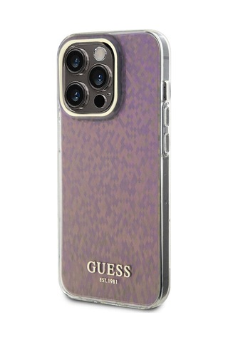 Apple Uyumlu iPhone 15 Pro Kılıf Guess Lisanslı Yazı Logolu Mirror Disco Kapak