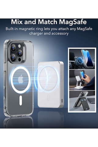 Esr Apple Uyumlu iPhone 16 Pro Halolock Magsafe Classic Hybrid Silikon Kılıf Buzlu Şeffaf