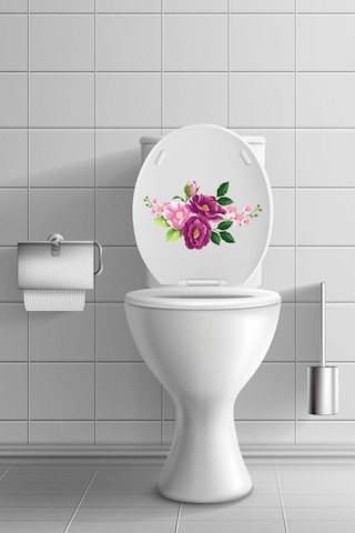Mor Güller Güller Klozet Kapağı ve Banyo Sticker Seti