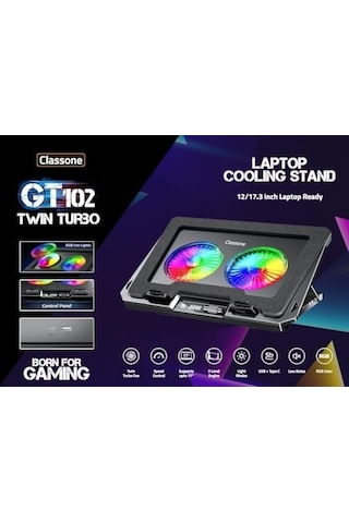 Classone Gt102 Gaming Laptop Soğutucu, 2200rpm, Rgb Işıklı, Led Display, Notebook Soğutucu Stand