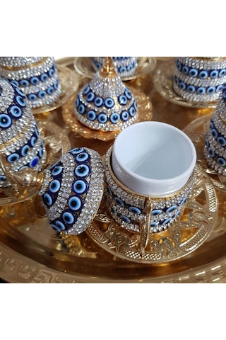8'li Gold Nazar Boncuklu Lokumluk Kahve Fincanı Set Diğer
