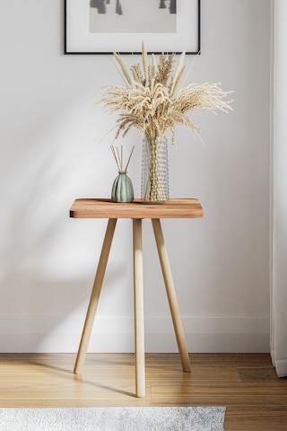 İntergo Kare Tasarımlı Ahşap Ayaklı Tekli Zigon Yan Sehpa Atlantik Çam