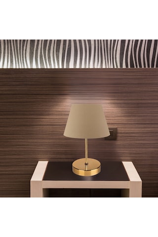 Kuzey Gold Gövdeli Abajur Kahve Kumaş Yatak Odası Abajur Salon Okuma Köşesi Masa Lambası Kahverengi