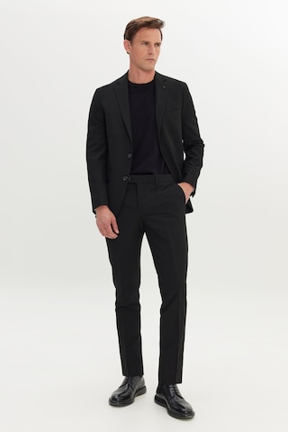Ac&co Erkek Sıyah Slim Fit Dar Kesim Mono Yaka Gofre Desenli Takım Elbise Siyah