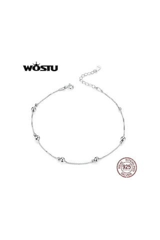 Novahub 100% 925 Ayar Gümüş Boncuklu Chian Bilezik - Halhal Zinciri Kadınlar İçin Wostu Tasarım Diğer