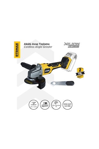 Rtrmax RTX3060B Şarjlı Avuç Taşlama Makinası Kömürsüz 125 mm - Akü Hariç