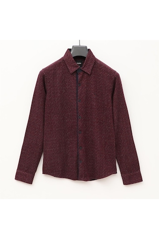 Erkek Şardonsuz Uzun Kol İnce Gömlek - Djg-1003 - Bordo Bordo