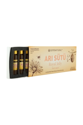 Sepe Natural Arı Sütü Kalsiyum Çinko Folik Asit C ve B Vitamin Kompleks Su Bazlı Şurup 10 Ampul x 10 ML