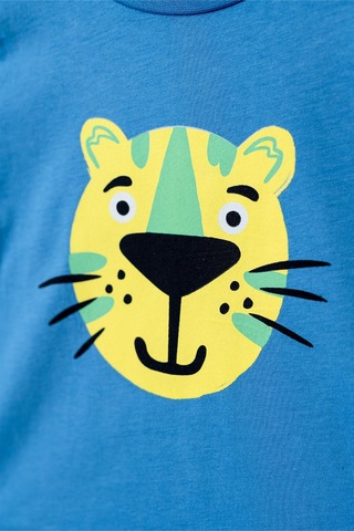 Erkek Çocuk Sax Mavi Basic Tişörtlü Animal Desenli Şortlu Takım-1140 Mavi