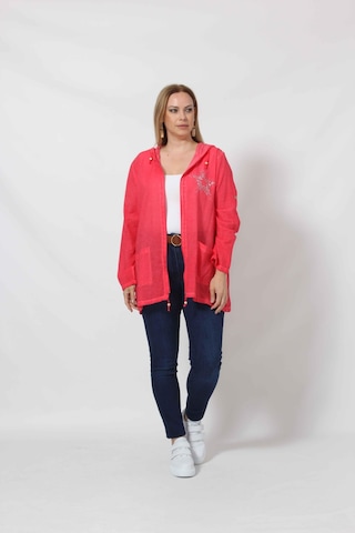 Moda Berray B1016 Kırmızı Yıldız Baskılı Kapüşonlu Ceket Kırmızı