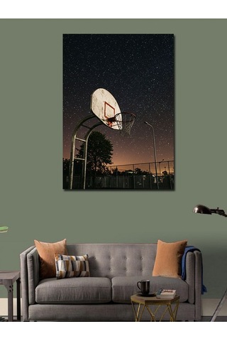 Kanvas Tablo Gece Basketbol Sahası Ve Yıldızlar 100cmx140cm
