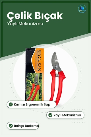 Bağ Makası Bağe Budama Dal Kesme Aracı Profesyonel Kırmızı Saplı