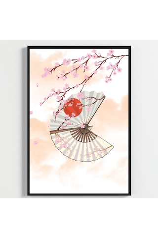 Besay Japon Esintisi Kafe, Salon Ve Restoran Duvar Dekorasyonu Geleneksel Sakura Ve Asya Temalı Poster 3'lü Set A4 Çerçev