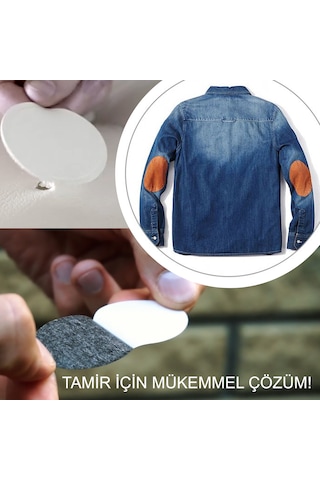 Yapışkanlı Deri Yaması Tamir Seti Yumuşak Düz ve Şekilli Siyah 18 Adet