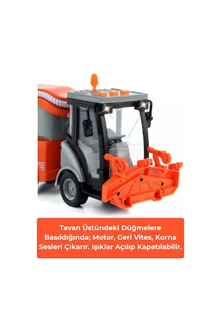 Sesli Işıklı Sürtmeli Oyuncak Turuncu Temizlik Arabası 20 Cm