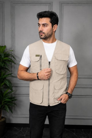 Modmen Erkek Avcı Yeleği Erkek Outdoor Yelek Erkek Yelek Krem