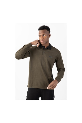 Maraton Sportswear Regular Erkek Polo Yaka Uzun Kol Basic Haki Sweatshirt 22432-haki Haki