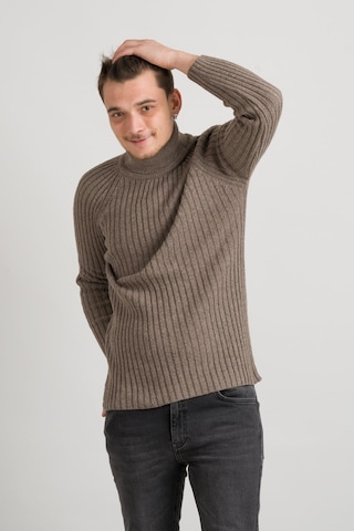Slim Fit Çizgili Tam Balıkçı Pamuklu Kalın Triko Erkek Kazak 001
