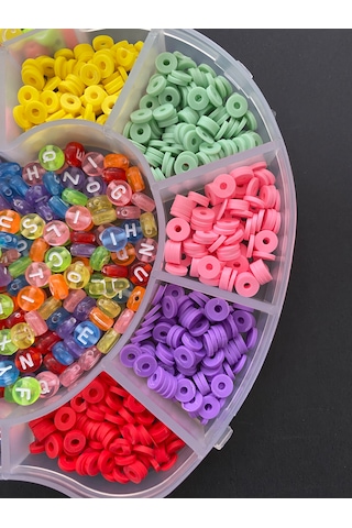 Elma Desenli Organizer Kutuda Polimer Kil Fimo Takı Yapma Hobi Se