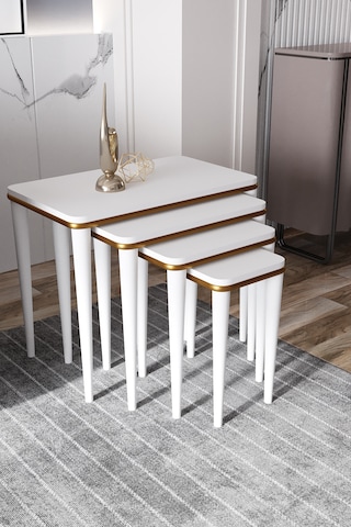 Hilal 4 Lü Mdf Lam Zigon Sehpa Takımı Ahşap