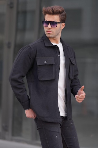 Madmext Siyah Oversize Oduncu Erkek Gömlek 6709 Siyah