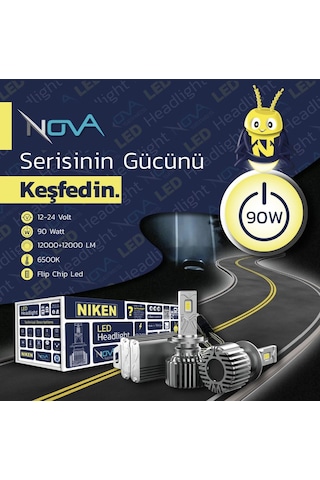 Nova Serisi 24.000 Lümen 90w H7 Led Xenon Far Ampulü