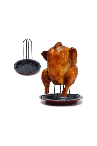 Karbon Çelik Dik Tavuk Kavurma Rafı İle Kase Teneke Yapışmaz Pişirme Aletleri Pişirme Tavası Izgara Barbekü Aksesuarları