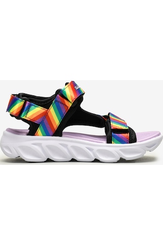 Skechers Hypno - Splash - Rainbow Lights Büyük Kız Çocuk Siyah Işıklı Sandalet 20218L Bkmt Çok Renkli