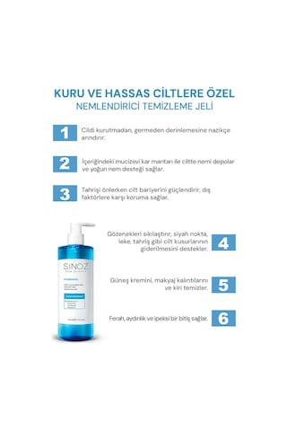 Sinoz Hydrapro Kuru ve Hassas Ciltler için Nemlendiricili Yüz Temizleme Jeli 400 ML