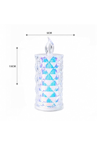 12 Adet Led Candle Kamp Büyük Boy Çap:5cm - Y: 16cm Pilli Led Mum Mika Kristal Plastik Yakut-13637 5250 Diğer