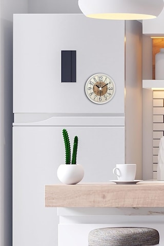 Kiely Mıknatıslı Beyaz/kahve Buzdolabı Saati 11 Cm Bds-y Myk2047-3 Çok Renkli