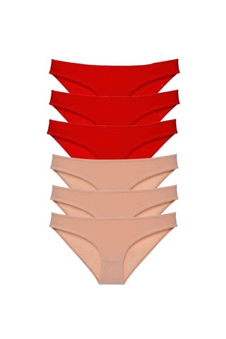 6 Adet Eko Set Likralı Kadın Slip Külot Kırmızı Ten (509611073) Çok Renkli
