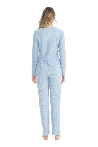 U.S. Polo Assn. U.s. Polo Assn. 17099 Kadın Mavi Uzun Kollu Yuvarlak Yaka Patlı Pijama Takım