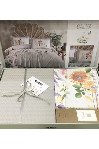 Clasy %100 Pamuk Çift Kişilik Pikeli Nevresim Takımı Oda Kokusu  Gri