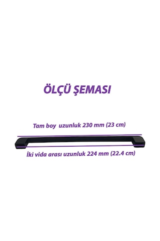 Oval Marmara Kulp 224 Mm Siyah Mutfak Kulpu Çekmece Dolap Kapak Kulbu Metal Mobilya Dolabı Kulpları
