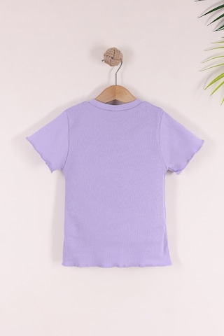 Monox 5-12 Yaş Kız Çocuk 3'lü Nakışlı Fitilli Tshirt Likralı Esnek Yazlık Body Set Lila Mint Gül