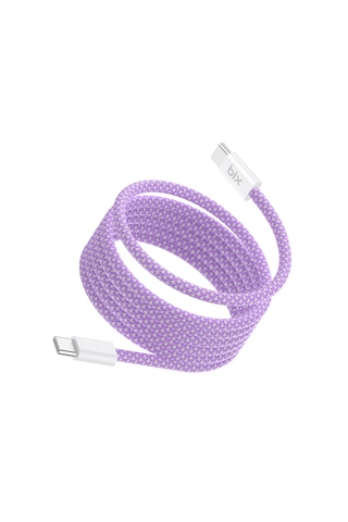Bix T4cc 65w Usb-c To Usb-c Manyetik Tasarımlı Örgülü Hızlı Şarj Ve Data Kablosu 1 Metre Mor