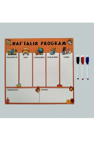Haftalık Planlayıcı Okul Magnet - Silinebilir Yazı Tahtası