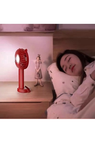 El Tipi Elektrikli Fan 3 Hızlı Değişken Hız Mini Taşınabilir -d 3969 Kırmızı